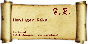 Heninger Réka névjegykártya